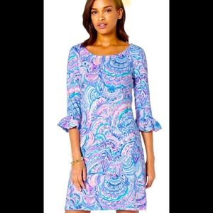 NWT Lilly Pulitzer Sophie Ruffle Dress, Happy as a Clam, Large